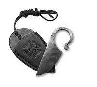 Toferner Couteau à lame fixe de Couteau en acier Celtic - forgé à la main - Lame pointue ultra-tranchante - Étui en cuir authentique inclus