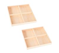 Tofficu 1 Jeu Boite De Rangement En Bois Compartiment Bac À Articles Divers Afficher Cube Boîtes Décoratives Étain Corbeille Bénédictions Stickers Panier De Rangement Rétro Khaki 2 Pièces