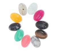 Tofficu 10 pièces Cabochons Naturelles Plates pour Fabrication Bijoux DIY Cabochons Ovales Plats pour Bracelets et Anneaux Accessoires Décoratifs Polyvalents