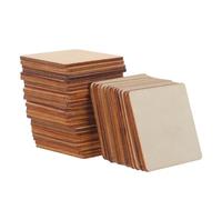 Tofficu 100 Pièces Découpes en Bois Beige 2x2 Pouces, Carrés Artisanaux | Bois à Grain Visible, Bords Polis, Surface Peignable, Gravable et Sculptable, Écoles, Événements Communautaires