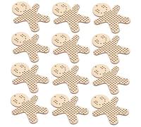 Tofficu 12 Pièces Diy Wooden Gingerbread Men Cross Stitch Mesh Sheets For Beginners Durable Wooden Embroidery Blanks Pendant For Christmas Wedding Crafts