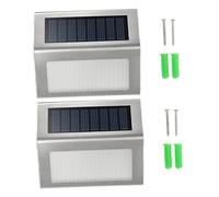 Tofficu 2 Pièces Lot de Appliques Murales Solaires Acier Inoxydable LED Éclairage Extérieur Étanche avec Capteur Automatique Lumière Blanche pour Jardin Cour Terrasse et