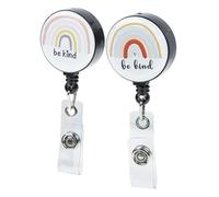 Tofficu 2 pièces Lot de Bobines Rétractables Porte-badge Infirmière avec Clip Rotatif Arc-ciel Support Carte Identité et Résistant pour Personnel et Étudiants