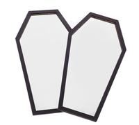 Tofficu 2 Pièces Miroir Gothique Autocollant Forme Cercueil Décoration Murale Halloween pour Chambre Salon Salle de Bain