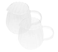 Tofficu 2 Pièces Pichet à Lait en Verre à Rayures, Distributeur de Thé Domestique Multifonctionnel, Contenant D'eau Élégant, Design Simple Maison Restaurants