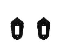 Tofficu 2 Pièces Plaque D'interrupteur Surface Sculptée et Installation Facile Baroque Vintage Noire en Plastique Protection la Poussière pour Décoration Intérieure