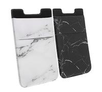 Tofficu 2 Pièces Pochette Adhésive Double pour Téléphone de Porte Marbre Blanc Noir Pratique et Dérapant pour de Crédit et Identité