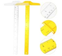 Tofficu 2 pièces Règle T Double Échelle Plastique Transparent et Orange Outil de Mesure pour Dessin Technique Architecture et Étudiants