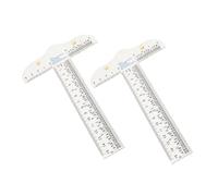 Tofficu 2 pièces Règle Transparente T Acrylique Double Échelle Métrique et Impériale Outil Stable et Résistant Aux Rayures pour Scrapbooking Modélisme et Dessin Technique Lot