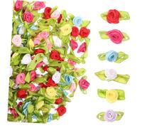 Tofficu 200 Fleurs en Ruban Rose en Tissu Multicolore 1,5 Cm pour Accessoires Vestimentaires Femme Décoration de Mariage DIY Artisanat Créatif Fête Couleur Aléatoire