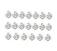 Tofficu 20pièces Lot De Breloques Cœur Merci Alliage Pour Colliers Et Bracelets Pour Bricolage Et Diy
