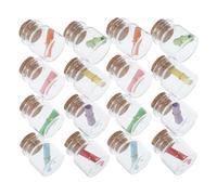 Tofficu 24 Mini Bocaux en Verre Transparent 22x25 Mm avec Bouchons en Liège, Flacons Vides pour DIY, Décorations et Loisirs Créatifs, Ensemble de 24 Pièces avec Rouleaux de Papier
