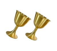 Tofficu 2pcs Coupe Sacrée en Laiton Or, Tasse Rétro Royale Capacité Adaptée et Prise Confortable, pour Usage Temple