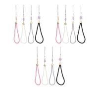 Tofficu 3 Ensembles Lanière De Téléphone Cuir Tressé Avec Pendentif Étoile Dragonne Mobile Pour Appareil Photo Et Porte Clés Noir Rose Blanc Pratique Et Pour Voyage Et 4 Pièces * 3