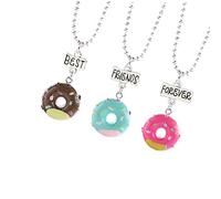 Tofficu 3 Pièces Colliers d'Amitié pour Filles, Pendentifs Donut Mignon Collier Best Friends Forever BFF, Bijoux Kawaii Cadeau d'Anniversaire pour Meilleures Amies Sœurs