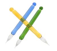Tofficu 3 Pièces Glass Calligraphy Pen Set Transparent Colored Dip Pens For Painting Writing And Artistic Expression Smooth Ink Flow For Students And Gift Use