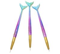 Tofficu 3 Pièces Pinceau Liner Nail Art Sirène, Tige Queue Dégradée,