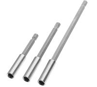 Tofficu 3 Pièces Tige de connexion à tête électrique canne à pêche magnétique extension porte-foret rallonge flexible pour perceuse Acier à haute teneur en carbone Silver