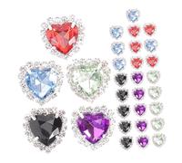 Tofficu 30 Pièces Boutons Strass Cœur Argenté pour DIY Vêtements Chaussures Bijoux Clips Robustes pour Décoration Personnalisée