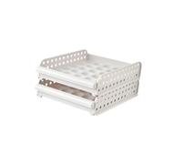 Tofficu 30grilles Boîte à Œufs Empilable Compartiments Plateau à Œufs Plastique Pour Cuisine Couches Blanc