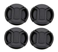 Tofficu 4 Pièces Bouchons D'objectif Caméra à Pincement Central en Plastique Noir, Légers et Protecteurs pour Objectif Appareil Photo Diamètre 52mm, Accessoires Photo Pratiques