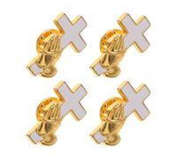 Tofficu 4 Pièces Broche Croix Chrétienne Vintage en Alliage Doré avec Motif Main en Prière, Élégante et Classique pour Tenues Formelles et Activités de Prière