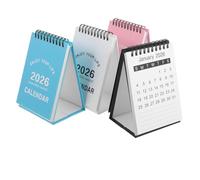Tofficu 4 Pièces Calendrier de Bureau Mini Calendrier Spirale avec Base Stable Organisation pour Bureau et Étudiant Format Compact Multicolore Blanc Noir Vert Rose