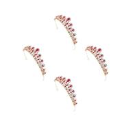 Tofficu 4 Pièces Couronne Baroque Rouge en Alliage et Cristaux, Coiffe Légère à Brillance Solide pour Mariage et Fête, Accessoire Élégant de Goutte D'eau pour Femmes et Demoiselles