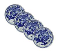 Tofficu 4 pièces Dragon Pattern Ink Pad Set Diameter Bright Ceramic Ink Pads for Chinese Calligraphy Painting and Rubber Stamp Artworks