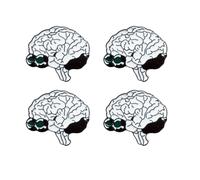 Tofficu 4 Pièces Épingle à Dessin Animé en Alliage Blanc en Forme de Cerveau Humain, Délicate et Adorable, Style Décontracté Féminin