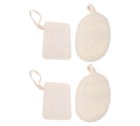 Tofficu 4 Pièces Éponge Exfoliante Corps en Loofah Naturel Réutilisable, Tissu Doux, Spa à Domicile, Accessoire Multifonction pour Soins Corporels