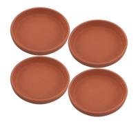 Tofficu 4 Pièces Soucoupe Ronde en Terre Cuite pour Pot de Fleurs 12,5 Cm | Argile Rouge, Forme Artisanale Ronde, Drainage, Aération Efficace, pour Jardin et Intérieur