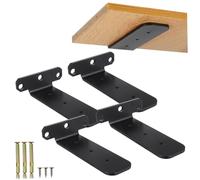 Tofficu 4 pièces Support Étagère Métallique Équerres Renforcées pour Étagères Flottantes Robustes Fixation Murale Sécurisée avec Bords Arrondis Charge Lourde pour Maison et Bureau
