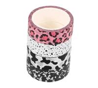 Tofficu 4 Rouleaux Lot de Rubans Washi Décoratifs pour Scrapbooking Motifs Rétro Cartoon Vache Noir et Rose Points Noirs Ruban Adhésif Fin pour Carnets et Diy