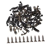 Tofficu 40 pièces Antique Iron Swing Arm Latch Hasp Retro Brass Plated Decorative Box Lock For Cabinets Drawers Chests And Tool Boxes