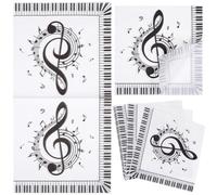 Tofficu 40 Serviettes en Papier Jetables Carrées à Motif Notes de Musique, Décoratives pour Fête et Anniversaire, Articles de Fête Musicale, Essuie-tout Pratique pour Nettoyage Rapide