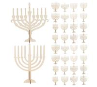 Tofficu 48 Pièces Bougeoirs en Bois Brut 15x14 Cm Kit Bricolage Hanoukka Décoration de Table Artisanale Fête Juive Support Bougies Vierges pour Centre de Table