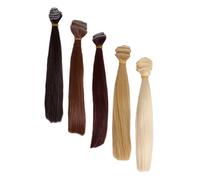 Tofficu 5 Pièces Extensions de Cheveux Synthétiques pour Poupées Fibres Résistantes Chaleur Lisses et Naturelles Accessoires DIY pour Création et Coiffure Bjd Longues et Faciles à Coiffer