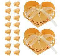 Tofficu 50 Boîtes à Bonbons Creuses de Cœur, Papier Doré, 50 Pièces, Coffrets Présents pour Mariage, Anniversaire et Fêtes, Boîte à Cotillons Légère et Compacte, Emballage