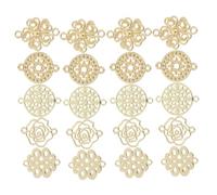 Tofficu 50 Pièces Charms Connecteurs Baroques Fleur Alliage Doré Double Trou pour Bijoux DIY Pendentifs Filigrane Vintage Assortis pour Bracelets et Colliers