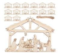 Tofficu 50 Pièces Ornement en Bois Naissance de Jésus, Déco DIY | Découpe Non Traitée, à Peindre, Style Spirituel, pour Chambre et Fête à Maison, Noël Chrétien