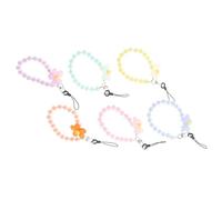Tofficu 6 Pièces Bracelet Anti-perte Téléphone Portable avec Perles et Fleurs Lanière Main Souple et Confortable Compatible pour Smartphones et Appareils Photo Accessoire et Esthétique