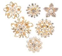Tofficu 6 Pièces Broches de Mariage en Alliage Perles Imitation, Style Chic et Délicat, Accessoires pour Soirées à Thème ou Usage Quotidien