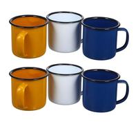 Tofficu 6 Pièces Lot de Tasses Émaillées Vintage Résistantes Chaleur pour Café et Thé Mug Multifonction pour Maison Bureau et Restaurant Design Simple et Solide Couleur Couleur Aléatoire