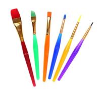 Tofficu 6 pièces Set de Pinceaux Garçon Fille Couleurs Assorties pour Peinture Gouache et Aquarelle Poils Premium Manche Plastique Ergonomique Bricolage Artistique Débutants à Partir de