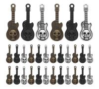 Tofficu 60 Pièces Mini Skull Guitar Charms Alloy Music Instrument Pendants DIY Jewelry Making For Necklaces Bracelets Keychains Vintage