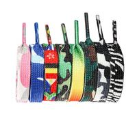 Tofficu 8 Paires de Lacets de Chaussures de Sport en Polyester Imprimé Camouflage Plats Insertion Facile Adaptés aux Chaussures en Toile Couleurs Aléatoires Couleur Aléatoire