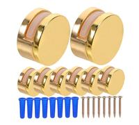 Tofficu 8 Pièces Support de rétroviseur à Double Trou Pendaison Simple étanche Salle de Bains Support de miroirs muraux Clips de Miroir pour Le Mur Alliage de Zinc Golden