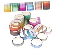 Tofficu 90 pièces Lot de Rubans Washi Paillettes Couleurs Pastel Ruban Adhésif Décoratif pour Scrapbooking DIY Albums Carnets