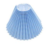 Tofficu Abat-jour Plissé Décoratif en Tissu Bleu à Carreaux, Compatible E27, Cache-lampe pour Applique Murale et Lampe de Chevet, Accessoire Lumineux pour Maison,